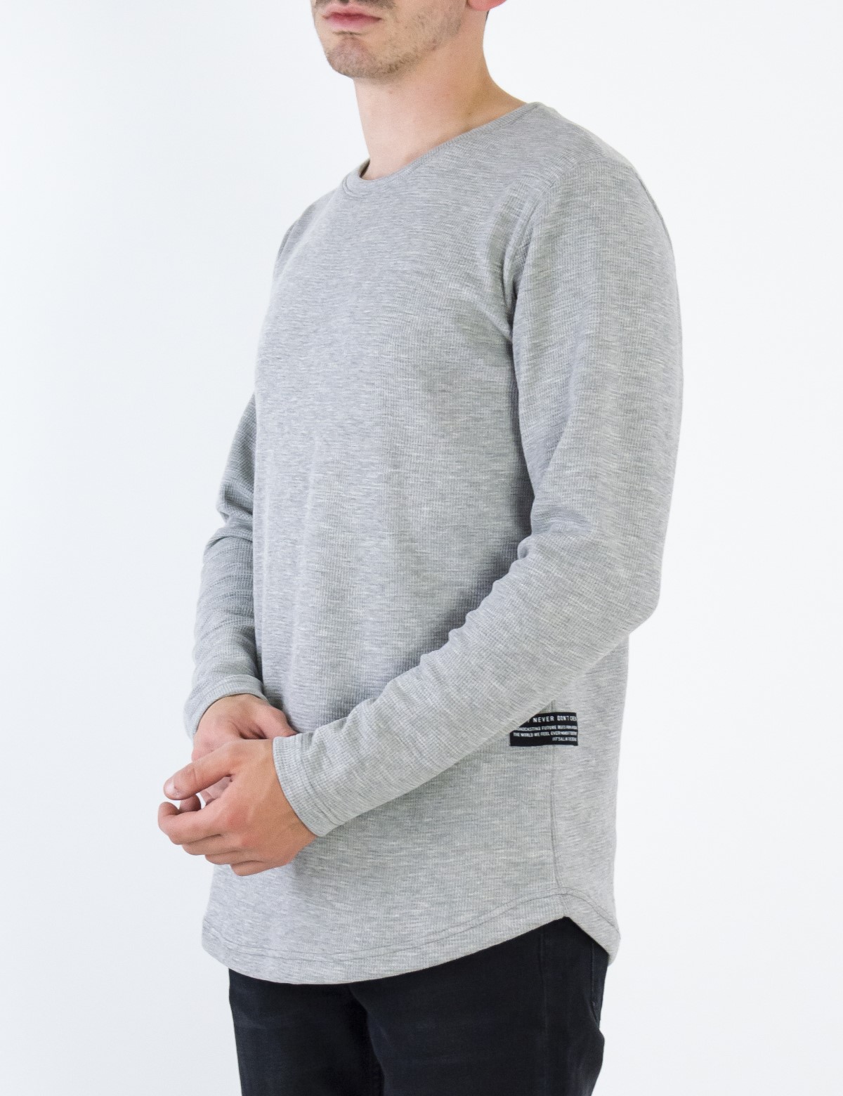 NDC ανδρική γκρι μακρυμάνικη μπλούζα με ανάγλυφο ύφασμα 2311370G φωτογραφία